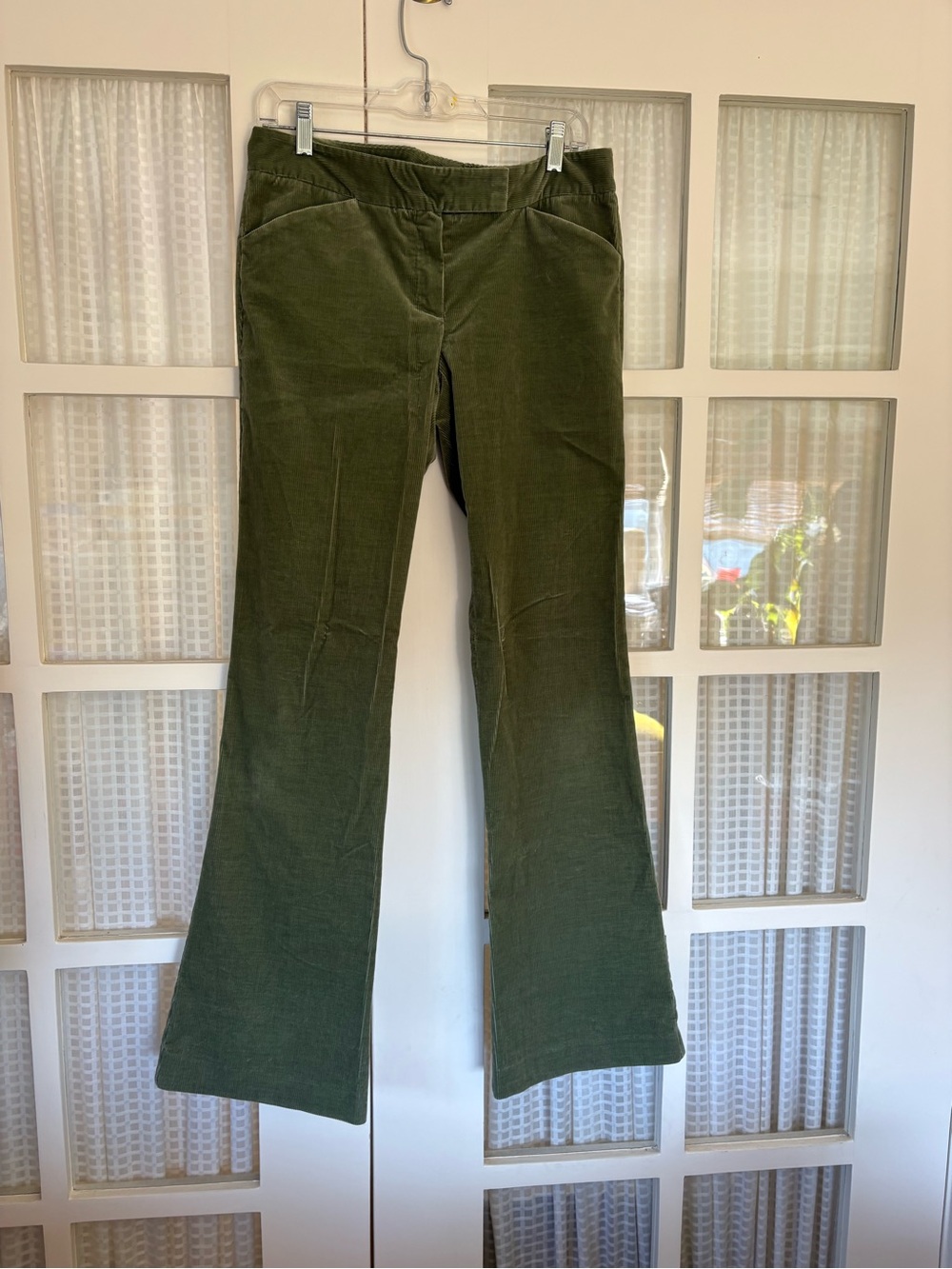 Theory Olive Green Corduroy Flare Pants